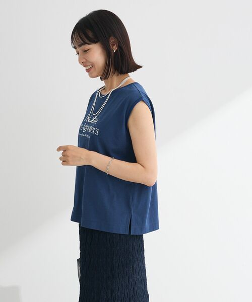 Green　Parks（グリーンパークス）の「ノースリーブフェミニンロゴプルオーバー（タンクトップ・レディース・ネイビー/ブラウン/ブルー/オフホワイト・FREE）」の15枚目の写真