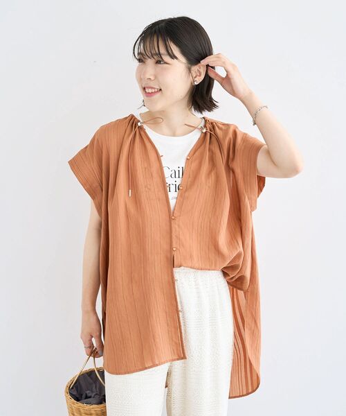 Green　Parks（グリーンパークス）の「ノースリーブフェミニンロゴプルオーバー（タンクトップ・レディース・ネイビー/ブラウン/ブルー/オフホワイト・FREE）」の19枚目の写真