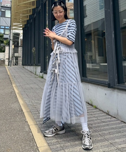 Candy Stripper(キャンディストリッパー)の「MULTI BORDER FLARE ワンピース(ワンピース・レディース・グレー/ブラック/ピンク・FREE)」の22枚目の写真