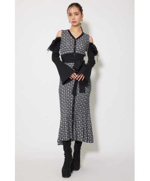 【^_^】many wayショルダーフェイクファーニットワンピース rienda | many wayショルダーフェイクファーニットワンピース