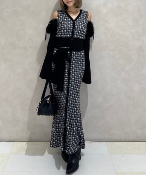 2025AW】many wayフェイクファージャガードニットワンピース 秋