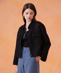 超美品✨アナイ カラミショートジャケット ノーカラー　ツイード　ブルゾン セール】ミックスツイードノーカラー ジャケット（ノーカラー