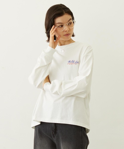 MILKFED.(ミルクフェド)の「ICING LOGO L/S TEE(Tシャツ/カットソー・レディース・ブラック/ライトピンク/ホワイト・M/L)」の1枚目の写真
