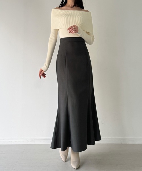 junoah（ジュノア）の「バックリボンマーメイドスカート（裏地無し）（スカート・レディース・ブラック/ダークベージュ/ダークグレー/ブラウン/ボルドー・LARGE/MEDIUM/SMALL/X-LARGE）」の7枚目の写真