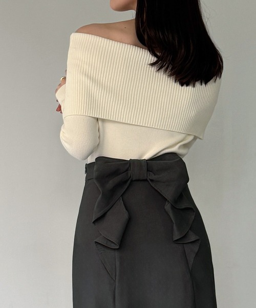 junoah（ジュノア）の「バックリボンマーメイドスカート（裏地無し）（スカート・レディース・ブラック/ダークベージュ/ダークグレー/ブラウン/ボルドー・LARGE/MEDIUM/SMALL/X-LARGE）」の10枚目の写真