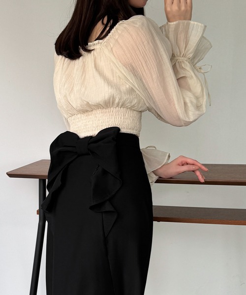 junoah（ジュノア）の「バックリボンマーメイドスカート（裏地無し）（スカート・レディース・ブラック/ダークベージュ/ダークグレー/ブラウン/ボルドー・LARGE/MEDIUM/SMALL/X-LARGE）」の12枚目の写真