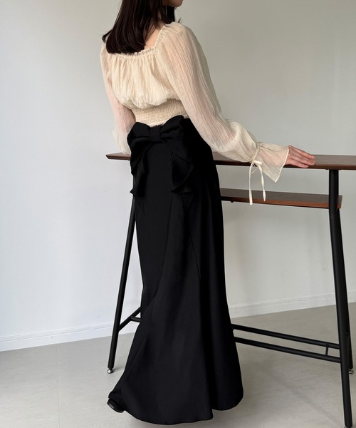 junoah（ジュノア）の「バックリボンマーメイドスカート（裏地無し）（スカート・レディース・ブラック/ダークベージュ/ダークグレー/ブラウン/ボルドー・LARGE/MEDIUM/SMALL/X-LARGE）」の15枚目の写真