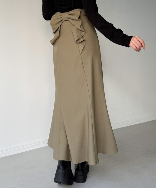 junoah（ジュノア）の「バックリボンマーメイドスカート（裏地無し）（スカート・レディース・ブラック/ダークベージュ/ダークグレー/ブラウン/ボルドー・LARGE/MEDIUM/SMALL/X-LARGE）」の16枚目の写真