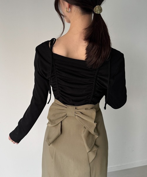 junoah（ジュノア）の「バックリボンマーメイドスカート（裏地無し）（スカート・レディース・ブラック/ダークベージュ/ダークグレー/ブラウン/ボルドー・LARGE/MEDIUM/SMALL/X-LARGE）」の18枚目の写真