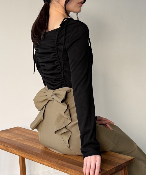 junoah（ジュノア）の「バックリボンマーメイドスカート（裏地無し）（スカート・レディース・ブラック/ダークベージュ/ダークグレー/ブラウン/ボルドー・LARGE/MEDIUM/SMALL/X-LARGE）」の19枚目の写真