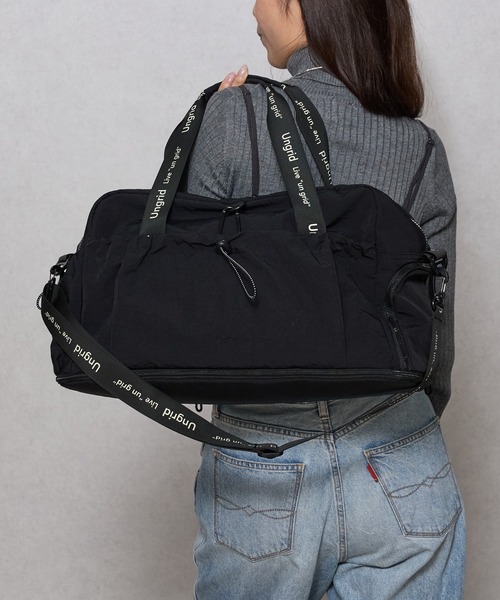 Ungrid（アングリッド）の「【Ungrid/アングリッド】　ソフトナイロンラージ拡張式ボストンバッグ　トラベル　スポーツジム用（スーツケース/キャリーバッグ・レディース・ブラック×ブラック/ブラック×ホワイト/カーキ系/ベージュ×ブラック/ネイビー×ホワイト/グレー系その他・FREE）」の3枚目の写真