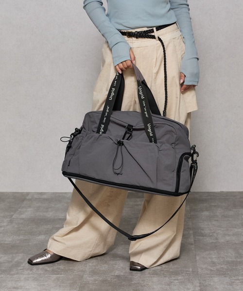 Ungrid（アングリッド）の「【Ungrid/アングリッド】　ソフトナイロンラージ拡張式ボストンバッグ　トラベル　スポーツジム用（スーツケース/キャリーバッグ・レディース・ブラック×ブラック/ブラック×ホワイト/カーキ系/ベージュ×ブラック/ネイビー×ホワイト/グレー系その他・FREE）」の7枚目の写真