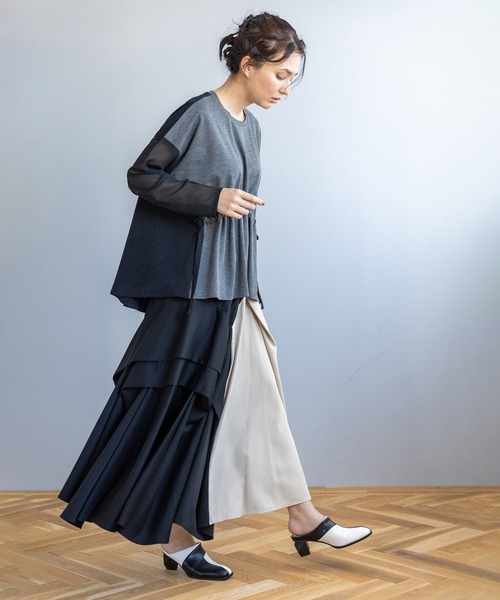 OSMOSIS(オズモーシス)の「切替ギャザーTシャツ(Tシャツ/カットソー・レディース・アイボリー/グレー/ブラック・ONE SIZE)」の22枚目の写真