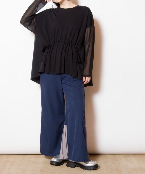 OSMOSIS(オズモーシス)の「切替ギャザーTシャツ(Tシャツ/カットソー・レディース・アイボリー/グレー/ブラック・ONE SIZE)」の9枚目の写真