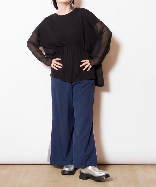 OSMOSIS(オズモーシス)の「切替ギャザーTシャツ(Tシャツ/カットソー・レディース・アイボリー/グレー/ブラック・ONE SIZE)」の10枚目の写真