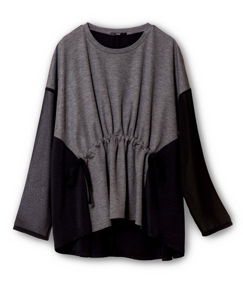 OSMOSIS(オズモーシス)の「切替ギャザーTシャツ(Tシャツ/カットソー・レディース・アイボリー/グレー/ブラック・ONE SIZE)」の7枚目の写真