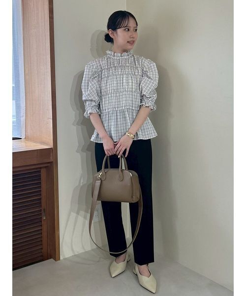 【新品・タグ付き】Mila Owen シャーリングペプラムフリルブラウス シャーリングペプラムフリルブラウス（シャツ/ブラウス）｜Mila