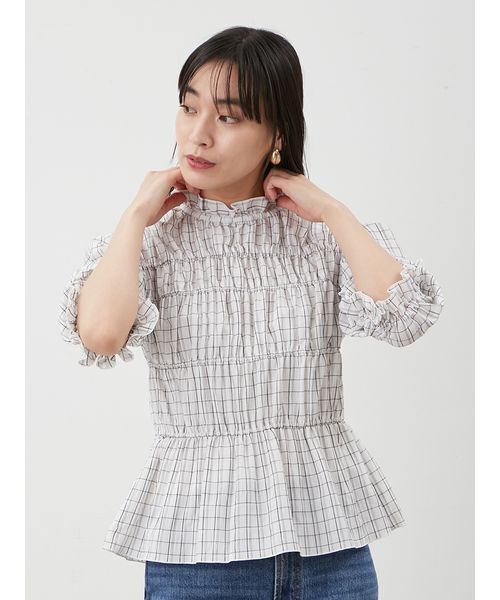 シャーリングペプラムフリルブラウス（シャツ/ブラウス）｜Mila