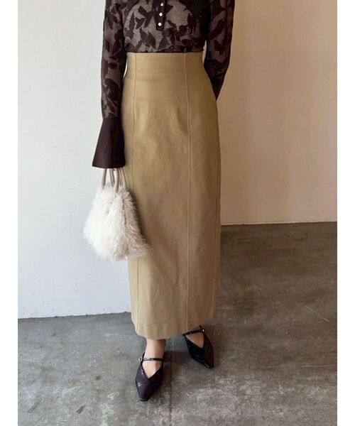 LAGUNAMOON（ラグナムーン）の「コットンツイルロングスカート（スカート・レディース・ブラック/ベージュ・SMALL/MEDIUM）」の3枚目の写真