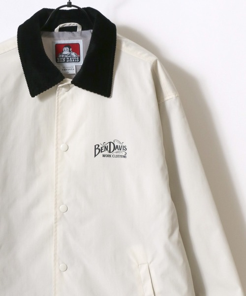 BEN DAVIS（ベンデイビス）の「BEN DAVIS/ベンデイビス OLD SIGN COACHES JACKET/オーバーサイズ バックプリント コーチジャケット/襟コーデュロイ ハンティング ジャケット/レディース メンズ（ナイロンジャケット・メンズ・オフホワイト/ブラック/ブラウン/チャコール・XL/M/L）」の5枚目の写真