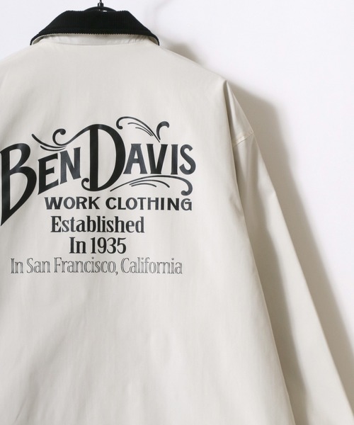 BEN DAVIS（ベンデイビス）の「BEN DAVIS/ベンデイビス OLD SIGN COACHES JACKET/オーバーサイズ バックプリント コーチジャケット/襟コーデュロイ ハンティング ジャケット/レディース メンズ（ナイロンジャケット・メンズ・オフホワイト/ブラック/ブラウン/チャコール・XL/M/L）」の6枚目の写真