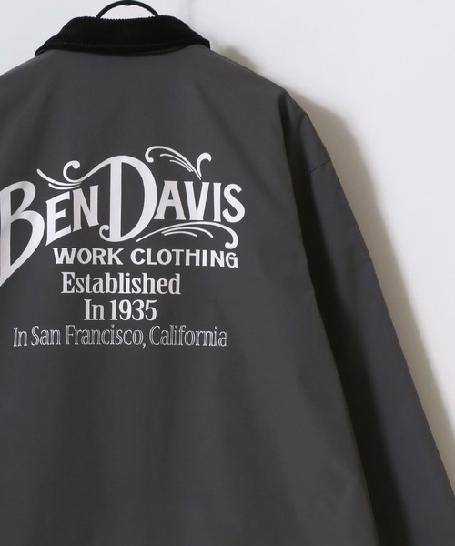 BEN DAVIS（ベンデイビス）の「BEN DAVIS/ベンデイビス OLD SIGN COACHES JACKET/オーバーサイズ バックプリント コーチジャケット/襟コーデュロイ ハンティング ジャケット/レディース メンズ（ナイロンジャケット・メンズ・オフホワイト/ブラック/ブラウン/チャコール・XL/M/L）」の10枚目の写真