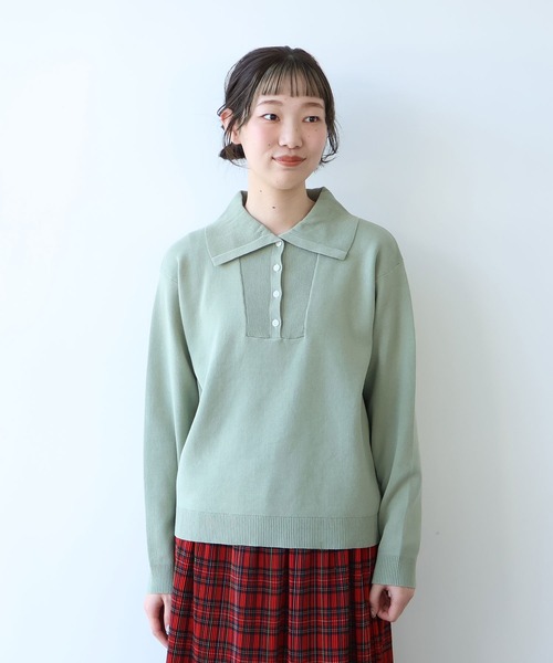 bulle de savon（ビュルデサボン）の「●14G mochi mochi cotton プルオーバー（ニット/セーター・レディース・ブラウン/ブルーグレー/カーキ・FREE）」の3枚目の写真