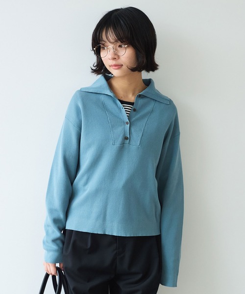 bulle de savon（ビュルデサボン）の「●14G mochi mochi cotton プルオーバー（ニット/セーター・レディース・ブラウン/ブルーグレー/カーキ・FREE）」の2枚目の写真