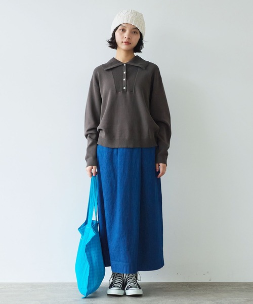 bulle de savon（ビュルデサボン）の「●14G mochi mochi cotton プルオーバー（ニット/セーター・レディース・ブラウン/ブルーグレー/カーキ・FREE）」の9枚目の写真