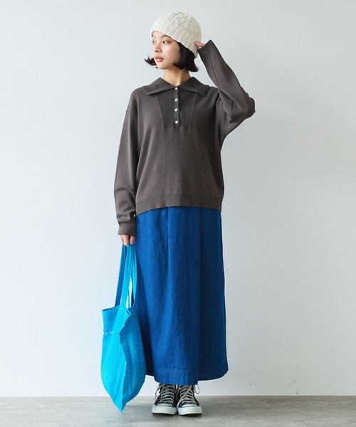 bulle de savon（ビュルデサボン）の「●14G mochi mochi cotton プルオーバー（ニット/セーター・レディース・ブラウン/ブルーグレー/カーキ・FREE）」の10枚目の写真