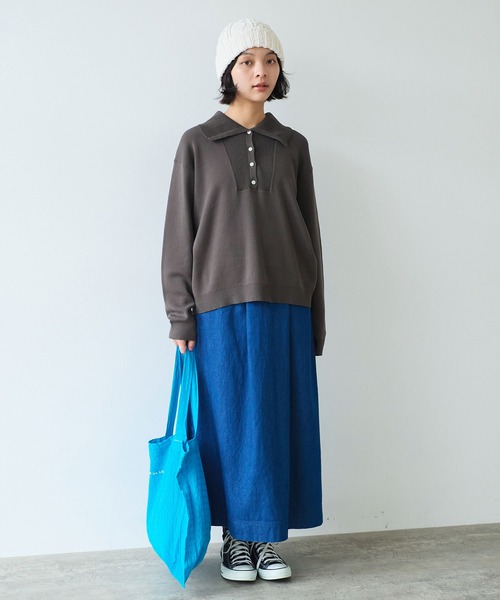 bulle de savon（ビュルデサボン）の「●14G mochi mochi cotton プルオーバー（ニット/セーター・レディース・ブラウン/ブルーグレー/カーキ・FREE）」の11枚目の写真
