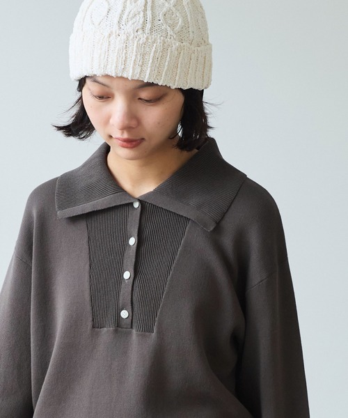 bulle de savon（ビュルデサボン）の「●14G mochi mochi cotton プルオーバー（ニット/セーター・レディース・ブラウン/ブルーグレー/カーキ・FREE）」の6枚目の写真