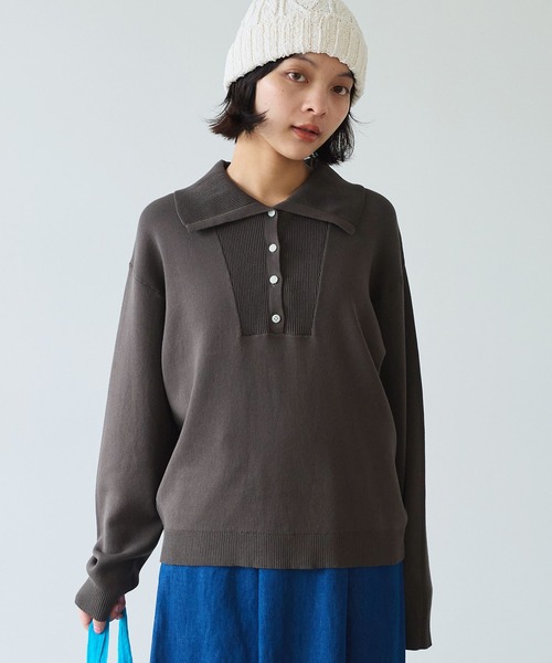 bulle de savon（ビュルデサボン）の「●14G mochi mochi cotton プルオーバー（ニット/セーター・レディース・ブラウン/ブルーグレー/カーキ・FREE）」の4枚目の写真