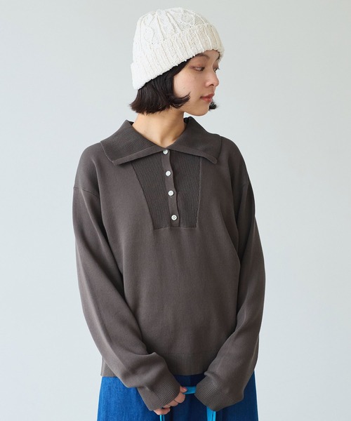 bulle de savon（ビュルデサボン）の「●14G mochi mochi cotton プルオーバー（ニット/セーター・レディース・ブラウン/ブルーグレー/カーキ・FREE）」の5枚目の写真
