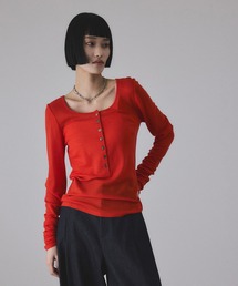 ADAM ET ROPE' | ヘンリーネックカットオフウールプルオーバー(Tシャツ/カットソー)