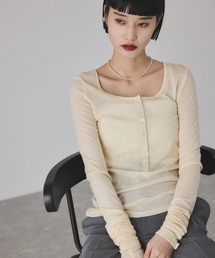 ADAM ET ROPE' | ヘンリーネックカットオフウールプルオーバー(Tシャツ/カットソー)