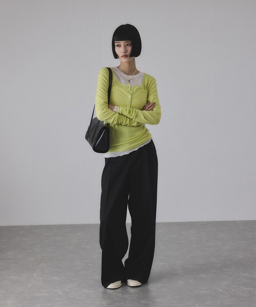 セール】ヘンリーネックカットオフウールプルオーバー（Tシャツ