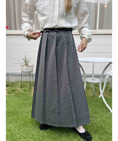 WC（ダブル シー）の「《秋冬新作★》フリルウエストドットロングスカート（スカート・レディース・グレー/ブラック・FREE）」の9枚目の写真