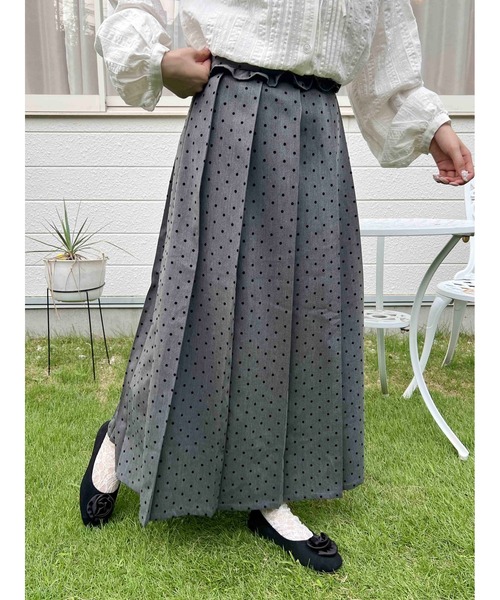 WC（ダブル シー）の「《秋冬新作★》フリルウエストドットロングスカート（スカート・レディース・グレー/ブラック・FREE）」の7枚目の写真