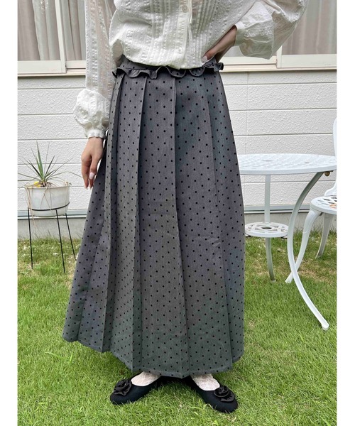 WC（ダブル シー）の「《秋冬新作★》フリルウエストドットロングスカート（スカート・レディース・グレー/ブラック・FREE）」の8枚目の写真