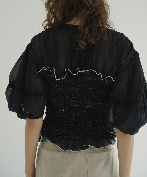 clane COLOR STITCHED SHIRRING TOPS サイズ1 COLOR STITCHED SHIRRING TOPS｜TOPS(トップス)｜CLANE OFFICIAL