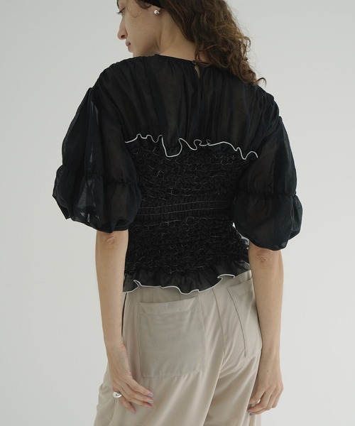 CLANE ブラウス CLANE/クラネ】DRAWSTRING SHORT SHIRT/ドローストリング