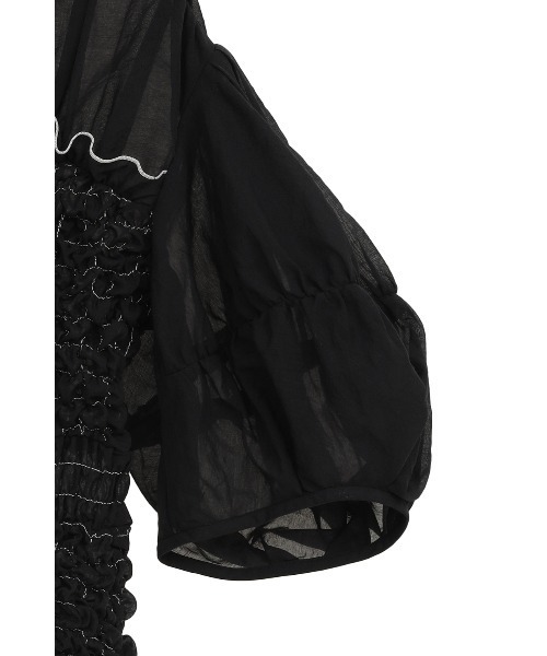 CLANE（クラネ）の「COLOR STITCHED SHIRRING TOPS（シャツ/ブラウス・レディース・アイボリー/ブラック・1/2）」の14枚目の写真