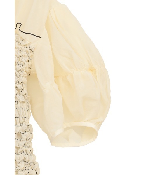 CLANE（クラネ）の「COLOR STITCHED SHIRRING TOPS（シャツ/ブラウス・レディース・アイボリー/ブラック・1/2）」の7枚目の写真