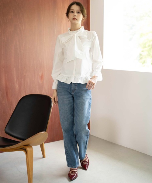 NOELA(ノエラ)の「ボウタイフリルブラウス(シャツ/ブラウス・レディース・ブラック/オフホワイト・フリー)」の14枚目の写真