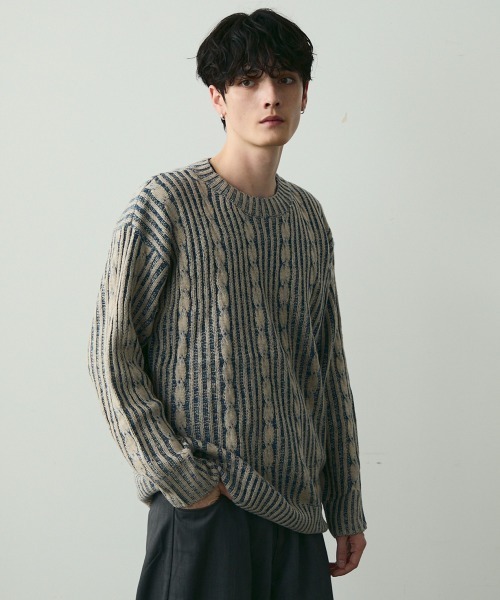 Shoowtime（ショウタイム）の「Jacquard Crewneck Knit / ジャガードクルーネックニット（ニット/セーター・メンズ・ブラック系/ブルー系・MEDIUM/LARGE）」の13枚目の写真