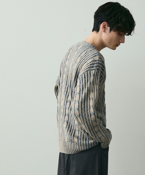 Shoowtime（ショウタイム）の「Jacquard Crewneck Knit / ジャガードクルーネックニット（ニット/セーター・メンズ・ブラック系/ブルー系・MEDIUM/LARGE）」の14枚目の写真