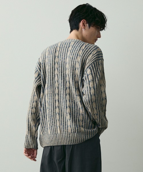 Shoowtime（ショウタイム）の「Jacquard Crewneck Knit / ジャガードクルーネックニット（ニット/セーター・メンズ・ブラック系/ブルー系・MEDIUM/LARGE）」の15枚目の写真