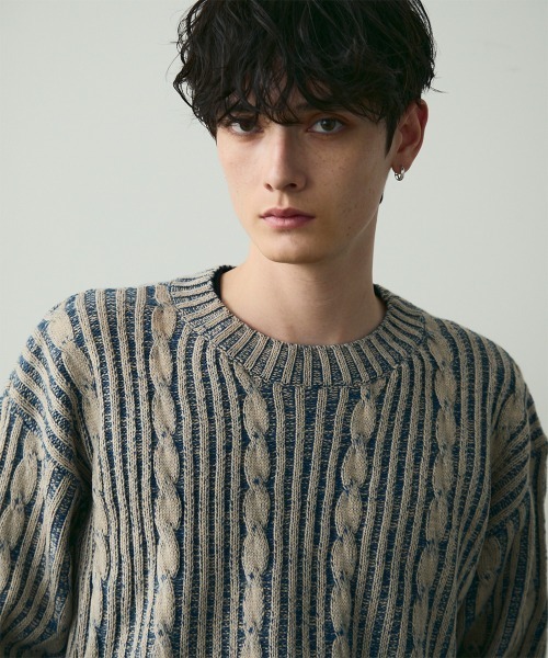 Shoowtime（ショウタイム）の「Jacquard Crewneck Knit / ジャガードクルーネックニット（ニット/セーター・メンズ・ブラック系/ブルー系・MEDIUM/LARGE）」の16枚目の写真