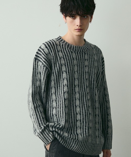 Shoowtime（ショウタイム）の「Jacquard Crewneck Knit / ジャガードクルーネックニット（ニット/セーター・メンズ・ブラック系/ブルー系・MEDIUM/LARGE）」の18枚目の写真